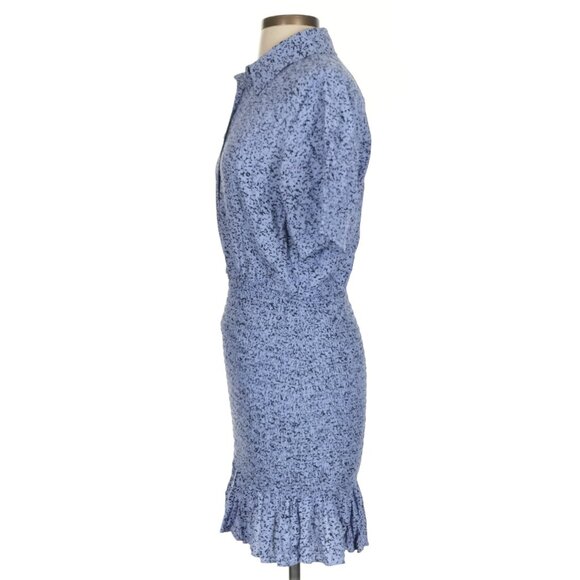 & Other Stories Women's Mini Dress US 4 Purple 100% Viscose Smocked Skirt Collar - Picture 4 of 5